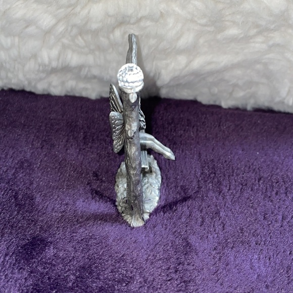 Vintage Pewter Spoontiques Fairy on Swing with Crystal Ball. - Picture 2 of 5